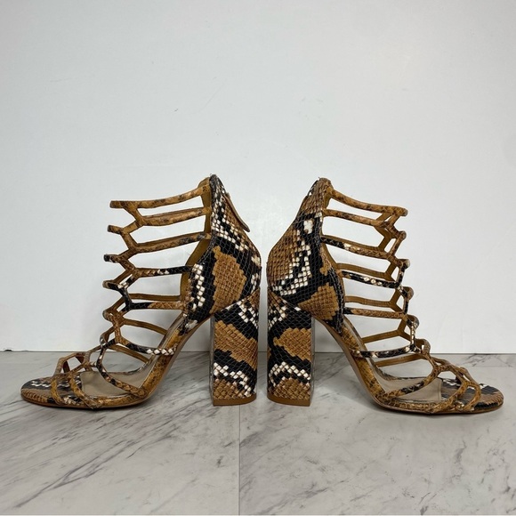 Schutz Julianna Block Heel Cage Snake Leather Sandal 7 1/2 B - Picture 7 of 14